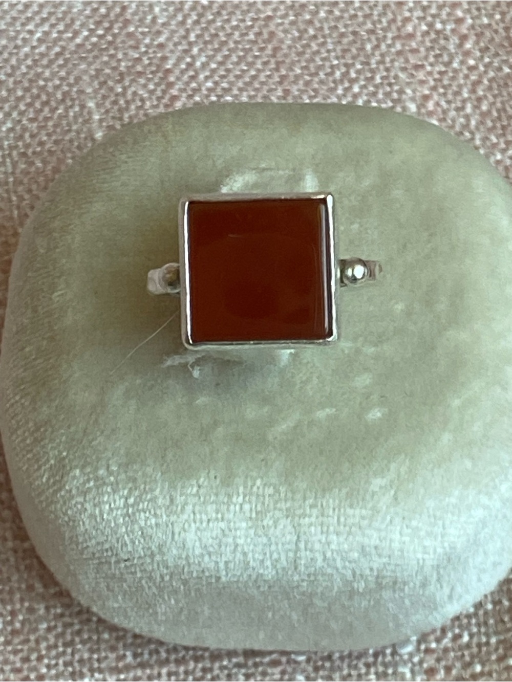 Artisan Sterling Silver Square Carnelian Ring